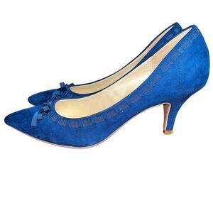 Kelly & Katie blue suede‎ bow kitten heels 7.5